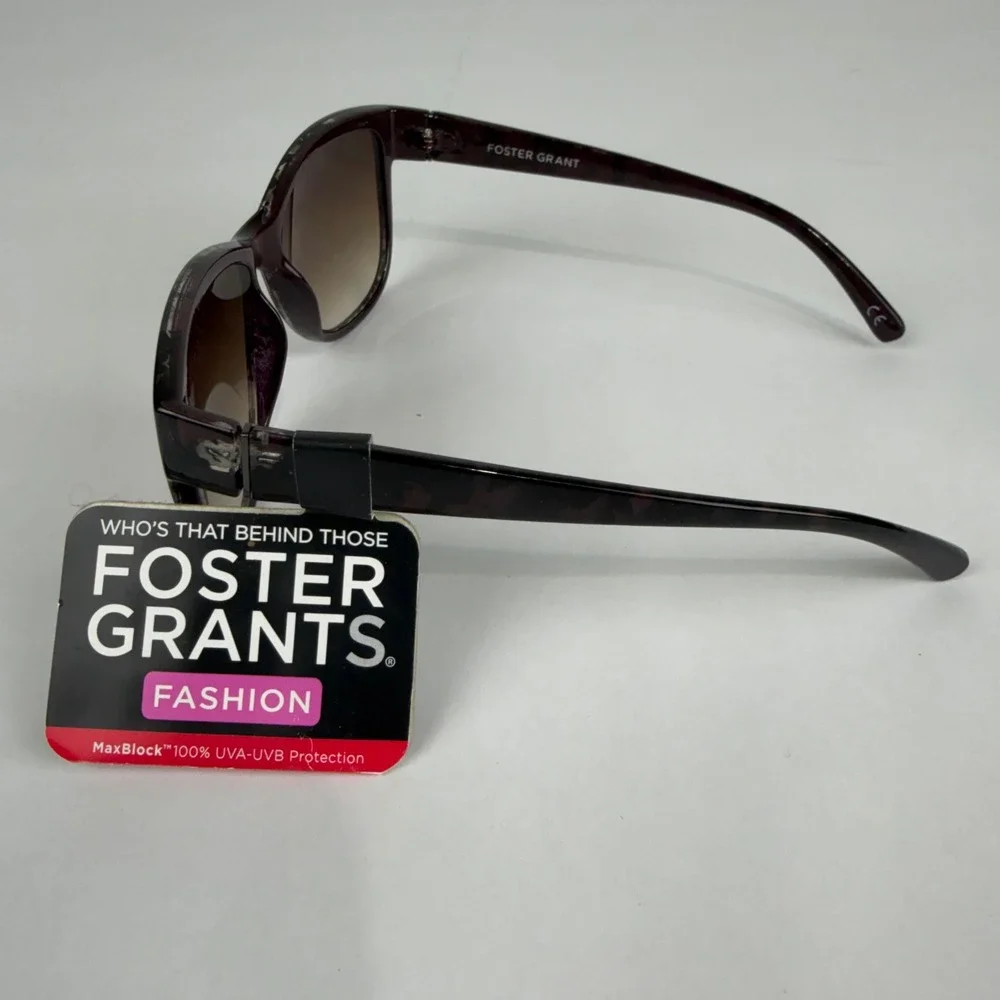 Foster Grant Fate Wine Sunglasses Women SR1115 Brown Gradient Lens MaxBlock New